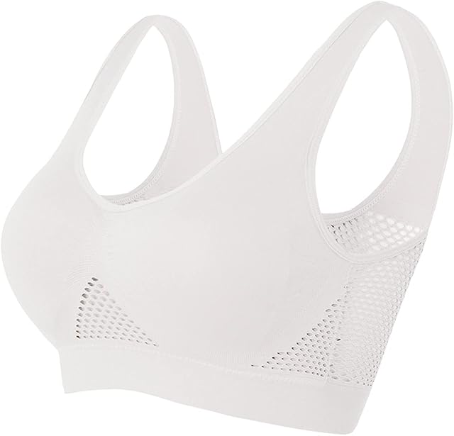 Breathable Anti-Sagging Sports Bra for Women Plus Size Wireless Bras with Cooling Lift-Up Air Tech Mesh High Support
