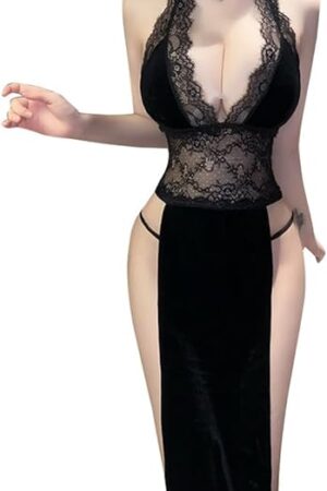 Women's sexy home lace pajamas cosplay Japanese anime tight velvet dress lingerie
