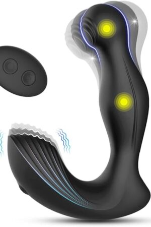 3 in 1 Wiggle Motion Prostate Massager, Visetoyz Vibrating Anal Vibrator with Remote Control Dual Motors Anal Plug Toy with 7 Wiggle & Vibration Modes, Male Anal Sex Toys for Men Women Couples