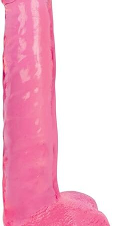 8 Inch Slim Stick with Balls Cherry Ice Dildo