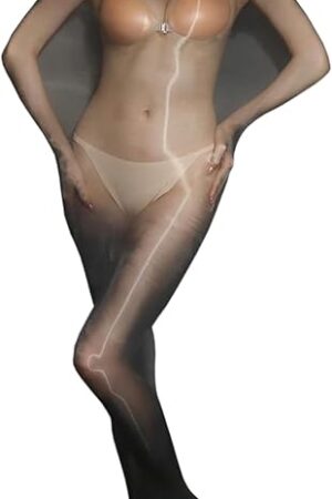 Women's Oil Shiny Bodystocking 5D Body Stockings for Women Sexy Full Body Stocking Nylon Bodysuit