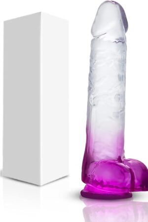 95 Inch Realistic Dildo, Body-Safe Material Lifelike Huge Penis with Strong Suction Cup for Hands-Free Play, Flexible Cock with Curved Shaft and Balls for Vaginal G-spot and Anal Play