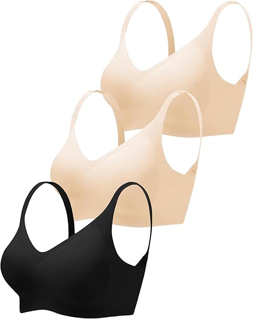 Wireless Bras for Women No Underwire Seamless Bra Full Coverage V Neck Push Up Bralette Ultra Comfortable Tshirt Bra