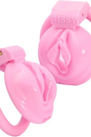 FREDORCH Nylon 3D Printed Lightweight Pink Cage Male Chastity Devices Lock 4 Rings Virginity for Sissy Men (Big)