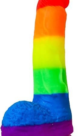 866 Inch Realistic Simulation Rainbow Dildo with Strong Suction Cup Base for Hands-Free Play, 2 Bolas,Liquid Silicone Sex Toys, Suitable for G-spot Anal Sex Play, Sex Toys