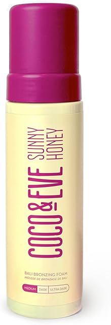 Coco & Eve Sunny Honey Bali Bronzing Self Tanner Mousse - (Medium) All Natural Sunless Tanning Mousse | Instant Self Tanning Lotion with Bronzer and Skin Moisturizer (67 fl oz)