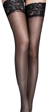 Women Sexy Lace Top Silicon Strap Anti-skid Thigh High Stockings
