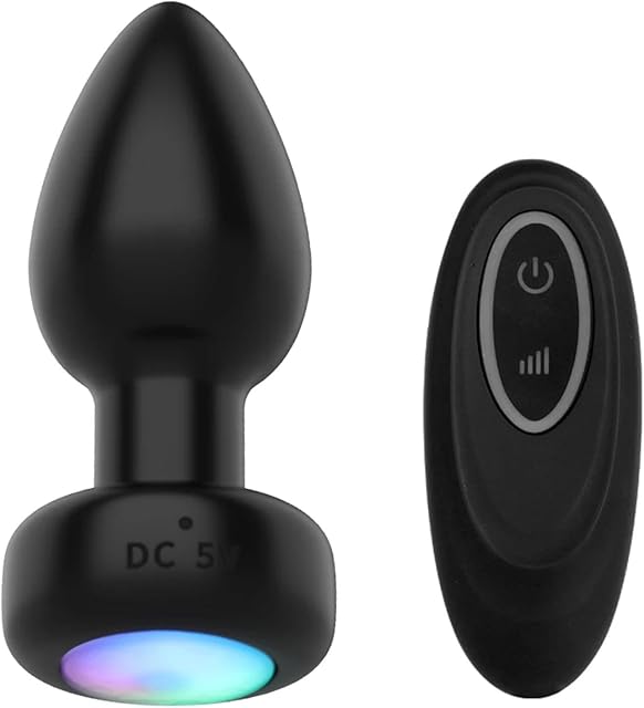 Anal Butt Plug Remote Control Anal Plug Vibrator LED Lights Vibrating Butt Plug Sex Machine Masturbator Adult Sex Toys for Men Women Gay