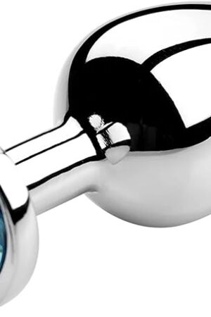Anal Plug Heart XXS XS S M L Stainless Steel Crystal Anal Plug Removable Butt Plug Stimulator Anal Sex Toys for Men Women Anus(Light Blue,1.9cm)