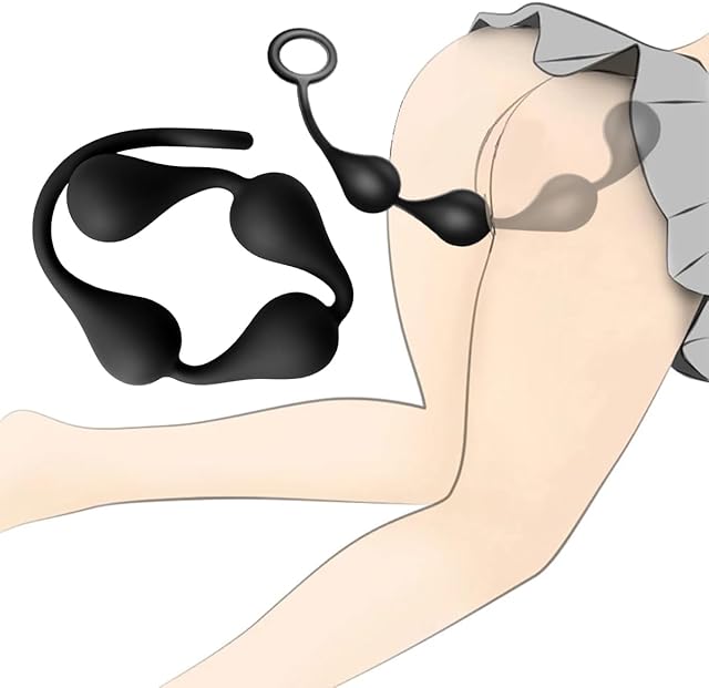 Extra Large Anal Beads Butt Plug Soft Anal Chain Sex Toys with 4 Anal Balls, Anus Dilator Silicone Anal Bead Prostate Massage Anal Sex Toys Anal Trainer Anal Plug for Men Women Couples