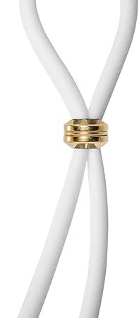 A Cock Ring Adjustable Silicone White Cord with Stainless Steel Gold Grooved Bead for Tension Control Tight Accurate fit