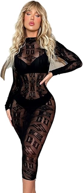 Women Sexy Lingerie Babydoll Sheer Teddy Dress Nightwear Long Sleeve Night Clubwear
