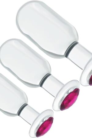 3Pcs Set Glass Anal Butt Plug with Crystal Diamond Transparent Crystal Anal Trainer Sex Toys Large Medium Small Butt Plug Anal Toys for Women Men Couples Anal Expander Training Sex Toy YLMXHFC