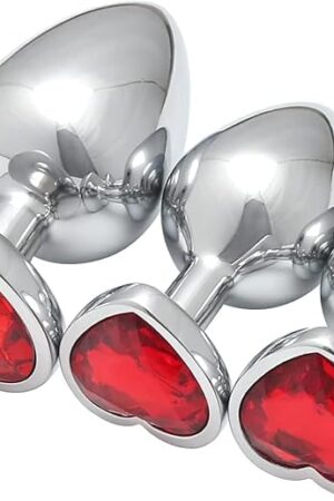 Butt Plugs Anal Plug Toys Heart-Shaped Waterproof Stainless Steel Expanding Anal Plug Trainer Set Sex Toy for Men Women Couples