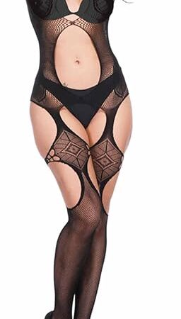 Womens Fishnet Bodystocking Naughty Slutty Lingerie Bodysuit See Through Teddy Mesh Babydoll Soft Nightwear A3