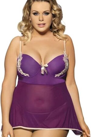 Women's Plus Size Sexy Lingerie Dress Strappy Chemise Babydoll Nightwear