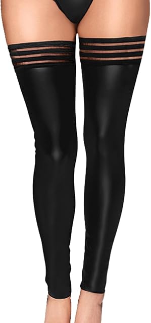 Vinyl Lingerie For Women,Faux Leather Thigh High Stockings,Sexy Lingerie Valentines Day Date Night