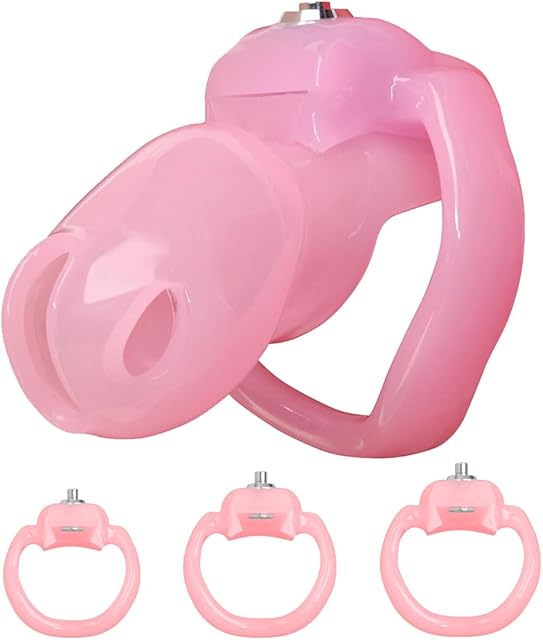HT-V5 Chastity Cage Male Chastity Device with 3 Rings Resin Ergonomic Breathable Chastity Devices with Latest Button Lock and Exclusive Key