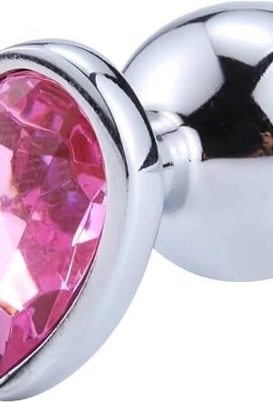 Crystal Anal Plug Heart Shape Buttplug Stainless Steel Anus Sex Toys for Women Men Orgasm Ass Prostate Gay Adult Products(Pink,L-4CM)