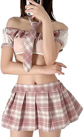Japanese Sexy Cosplay Anime Schoolgirl Classic Sailor JK Harajuku Crop Top Tie up Pleated Skirt Uniform Lingerie set