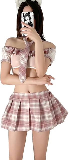 Japanese Sexy Cosplay Anime Schoolgirl Classic Sailor JK Harajuku Crop Top Tie up Pleated Skirt Uniform Lingerie set