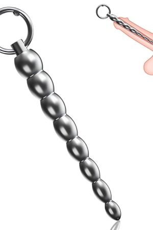 FST Penis Plug Metal Urethral Sound with Claspable O-Ring and Progressive Multi Beads Adult Sex Toys for Men Urethral Masturbation Training (L)