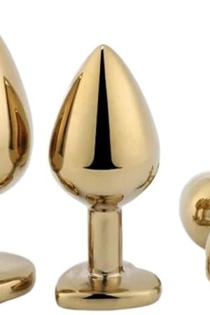 Generic Adult SM Sex Toys Metal Heart-shaped Gold Anal Plug Set Multiple Sequin Colors(Dark-green)