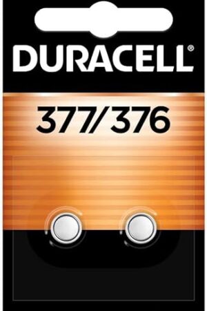 Duracell 377/376 Silver Oxide Button Batteries, 2 Count (Pack of 1), Battery with Long-Lasting Power for Watches, Calculators, and More