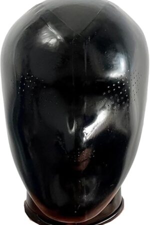 Black Latex Micropores Hood Mask,Rubber Masks with Back Zipper for Eyes and Mouth Handmade,Latex Mask Cosplay Costume