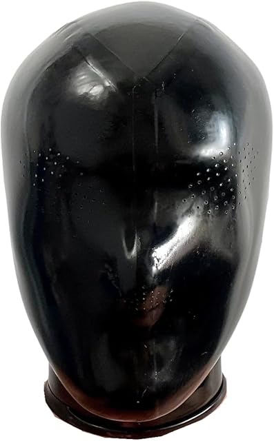 Black Latex Micropores Hood Mask,Rubber Masks with Back Zipper for Eyes and Mouth Handmade,Latex Mask Cosplay Costume