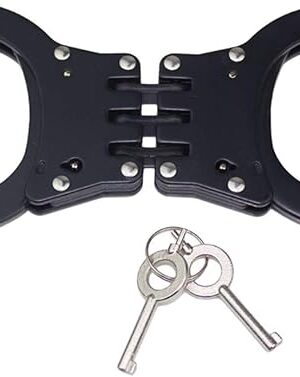 Double Lock Handcuffs, Adjustable Heavy Duty Steel Wrist Cuffs with 2 Keys & Handcuffs Holster in Police Edition Professional Grade
