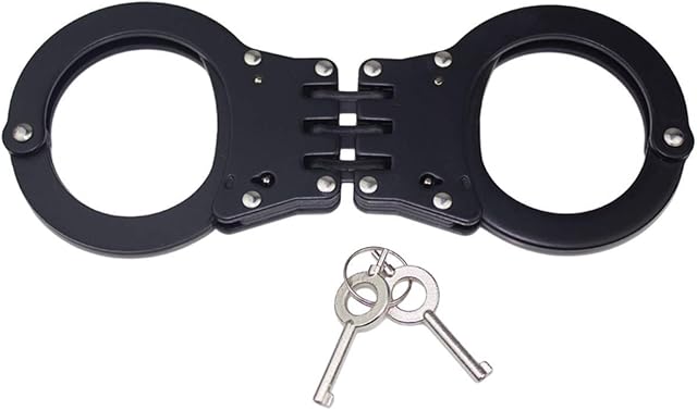 Double Lock Handcuffs, Adjustable Heavy Duty Steel Wrist Cuffs with 2 Keys & Handcuffs Holster in Police Edition Professional Grade