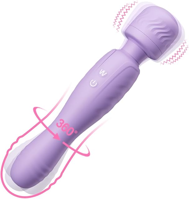 Vibrator Wand Massager Sex Toy for Women, Personal Wand Clit Stimulator with 12 Vibrating & Swing Quiet G Spot Vibrator with Double-Ended, Wireless Clitoris Wand Vibrators Adult Sex Toys for Female