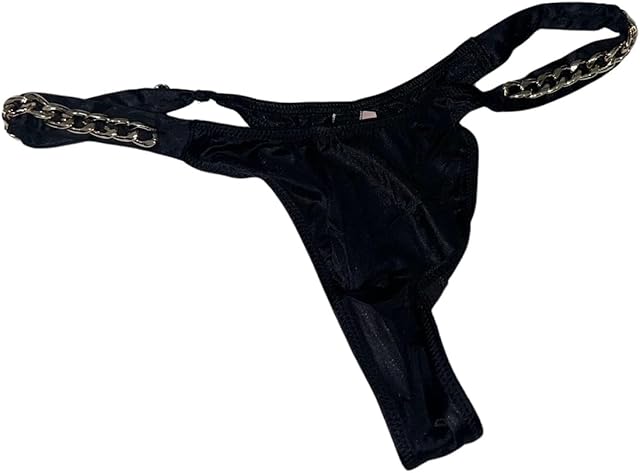 Chain Shine Strap Smooth Thong Panty Color Black New