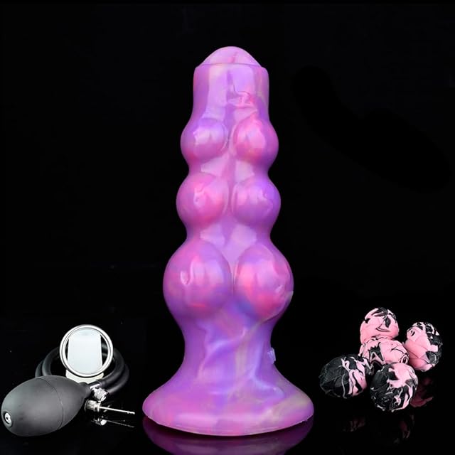 Egg Laying Dildo with 5 Eggs, Alien Ovipositor Dildos with Silicone Eggs Adult Sex Toy for Women, Couples, 6.89'' Knotted Wolf Dildo Inflatable Pumping, Luminous Dildo, Large Egg