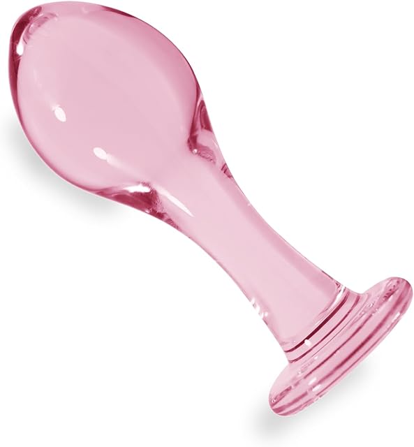 Glass Anal Butt Plug Sex Toys Pink Crystal Anal Trainer Anal Toys Anal Expander Training Anal Plug Anal Sex Toy for Men Women Couples Beginner Butt Plug Anal Dildo (S)