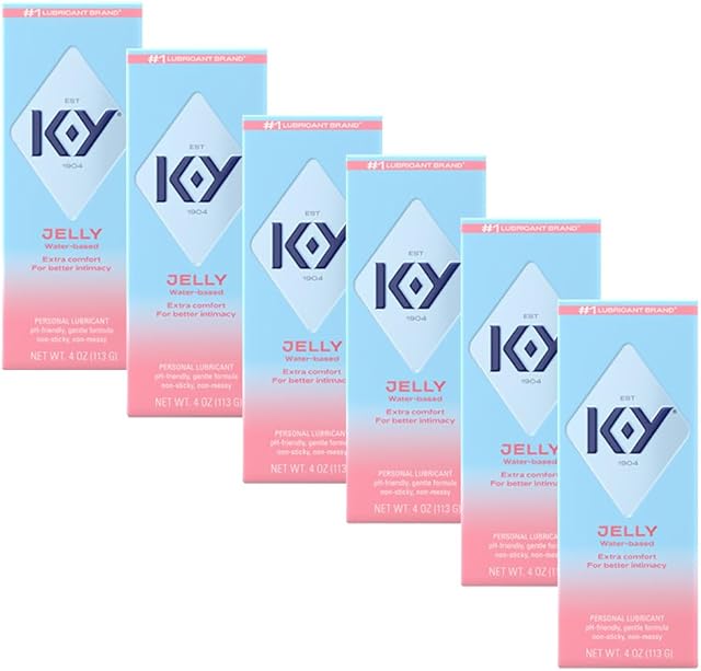 K-Y Jelly Classic Water-Based Body Friendly Formula 4 Fl Oz Personal Lubricant for Wetter Sex for Men, Women and Couples & Safe to Use with Latex Condoms (6 Pack)