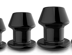 Hollow Anal Plug Kit Anus Peep 5pcs Silicone Anal Plug Dilator Set Sex Toys for Women Men(Black)