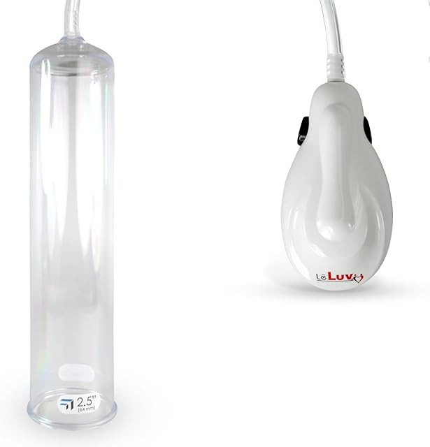 LeLuv Electric Vacuum Enhancement Pump White eGrip Handle with 2.5" x 11" Cylinder