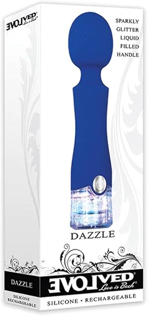 Evolved Love Is Back Dazzle Silicone Rechargeable Wand Massager Vibrator- Blue