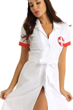 Women's Nurse Costume Sexy Doctor Coat Uniform Temptation Mini Dress Doctor Cosplay Lingerie Set