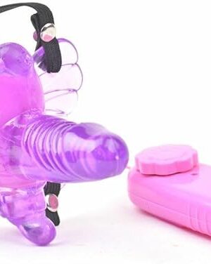 Generic Honeypleasures Remote Control Butterfly Wearable Panty Vibrator with 6 inch Dildo, Multi-Speed Strap-On for G-Spot & Clitoral Stimulation (Purple)