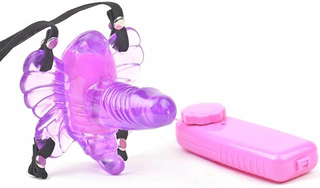 Generic Honeypleasures Remote Control Butterfly Wearable Panty Vibrator with 6 inch Dildo, Multi-Speed Strap-On for G-Spot & Clitoral Stimulation (Purple)