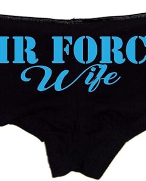 Air Force Wife Panties  Black Cotton Boyshorts for Women, Flirty Military Lingerie Gift S-3X for Proud Spouses