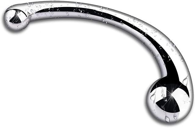 Double-Ended Dildo, Massage Wand Sex Anal Plug G Spot Metal Anal Bead, Solid Metal Curved Dual Ended Masturbation Adult Sex Toy for Couple (Small)