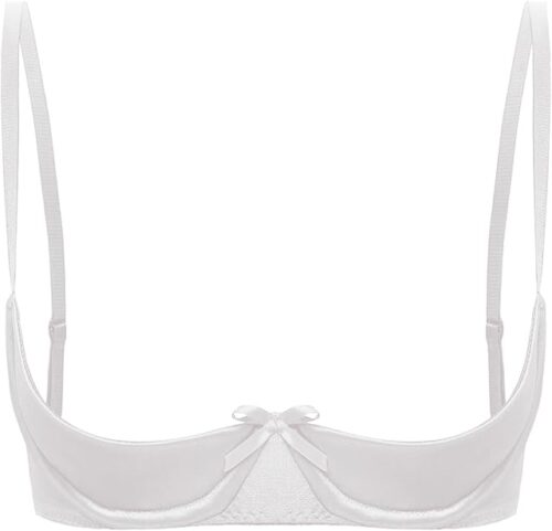 Womens Sexy Shiny Satin Lingerie Underwire 1/4 Cups Push Up Balconette Bra Tops Underwear