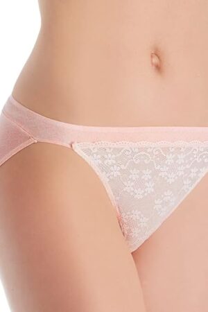 Women's One Fab Fit String Bikini Panties with Lace & Mesh