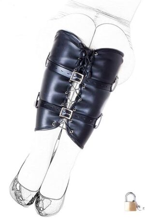 Legs Binding Restaint Leather Sleeve - Davidsource Legs Or Arm Binder Lace-up Leather Single Sleeve Shanks Locking Restaint Harness Bondage Sex Toy (Black)