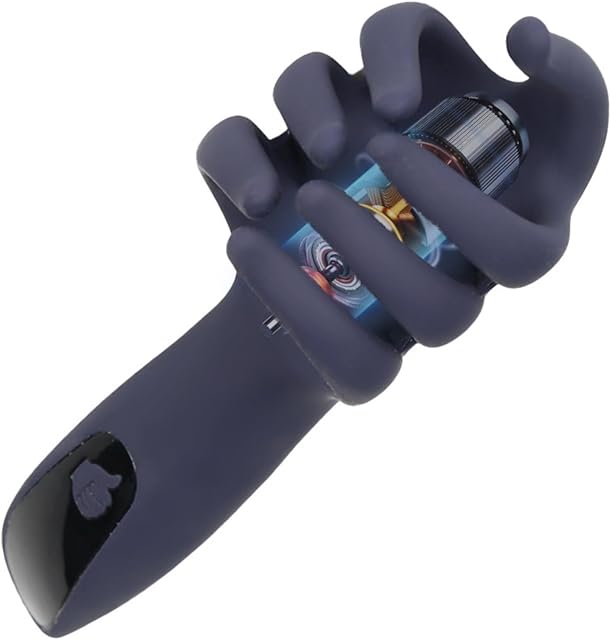 Finger-Shaped Male Masturbator Stroker, Dark Blue Male Penis Vibrator with LCD Display & 9 Vibrating Modes, Tentacle Adult Sex Toy for Men