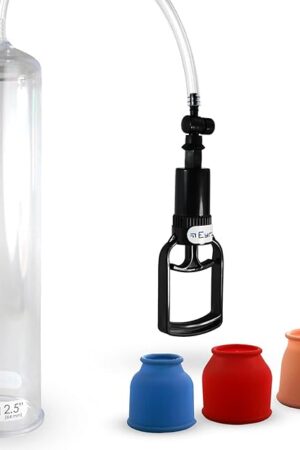 LeLuv Vacuum Pump Easyop Tgrip 25 Inch x 12 Inch Cylinder Male Enhancement Bundle with 3 Silicone Sleeves